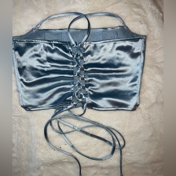 cropped blue tank with strings - Picture 3 of 5